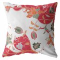 Palacedesigns 20 in. Garden Indoor & Outdoor Throw Pillow Red & White PA3104907